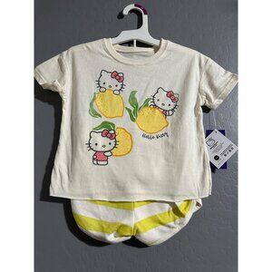 Hello Kitty Toddler Lemon Short Set Offwhite/Yellow Size 3T NWT